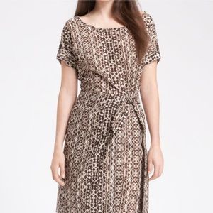 Weekend Maxmara Half Wrap Dress 8 Brown Cream Ikat